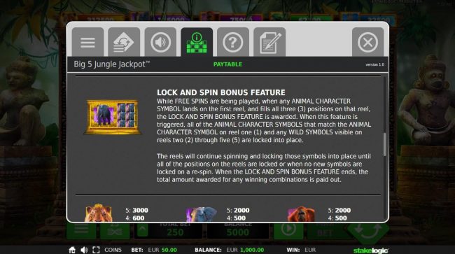 Lock and Spin Bonus Feature Rules