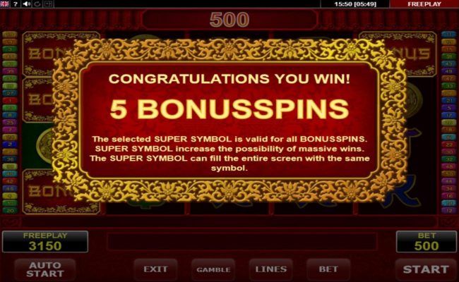 5 Free Spins Awarded