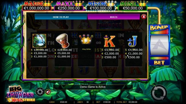 Medium Value Slot Game  Symbols Paytable - Base Game.