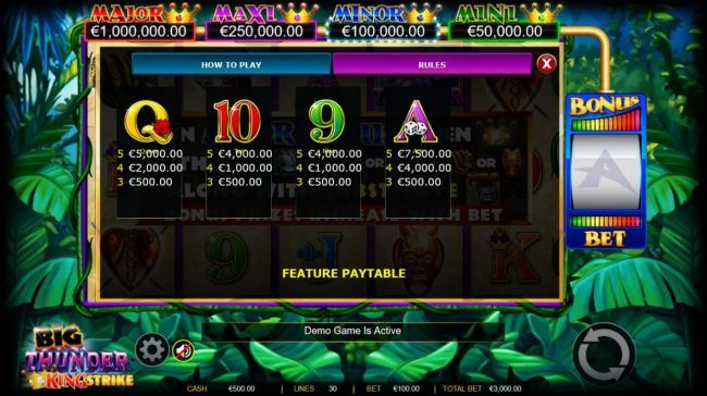 Low value slot game symbols paytable - Base Game.