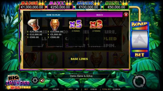 Medium Value Slot Game  Symbols Paytable - Free Games Bonus.