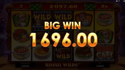 Multiple winning paylines triggers a big win during the free spins feature!