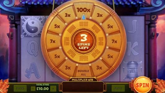 three spins to increase your line bet by multipliers