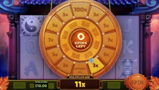 an 11x multiplier was awarded during the panda wheel bonus feature