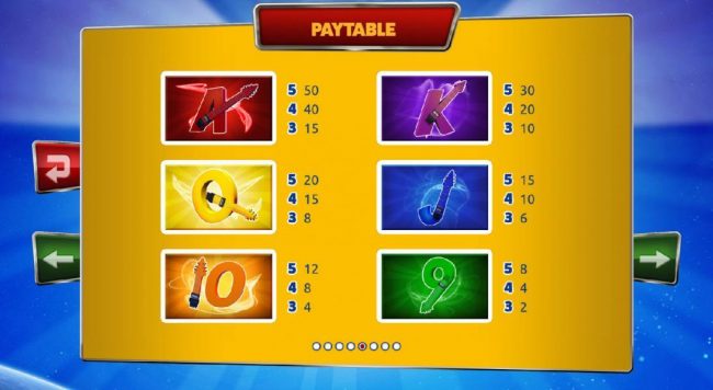 Low value game symbols paytable