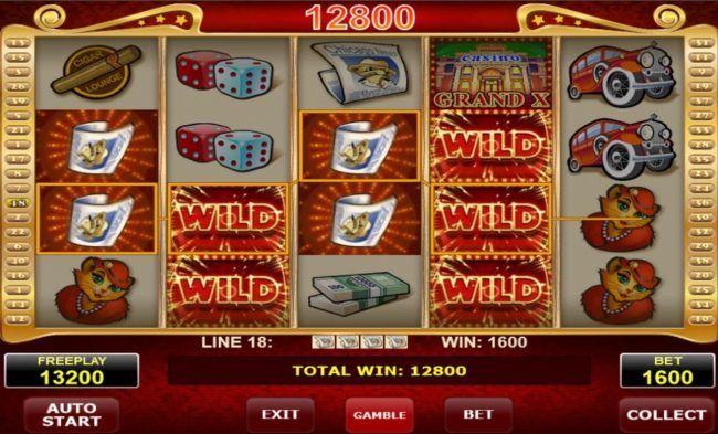 Multiple winning paylines triggers a 12800 credit big win!