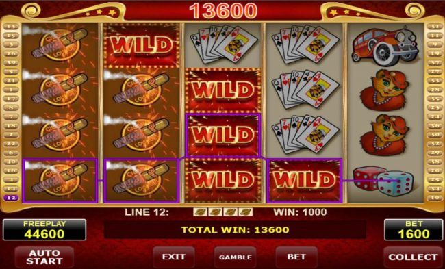 Stacked cigar symbols combine with wilds on multiple winning paylines triggering a 13600 super jackpot win.