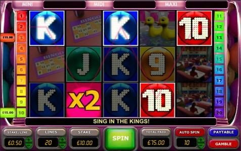 a $75 jackpot triggered by multiple winning paylines