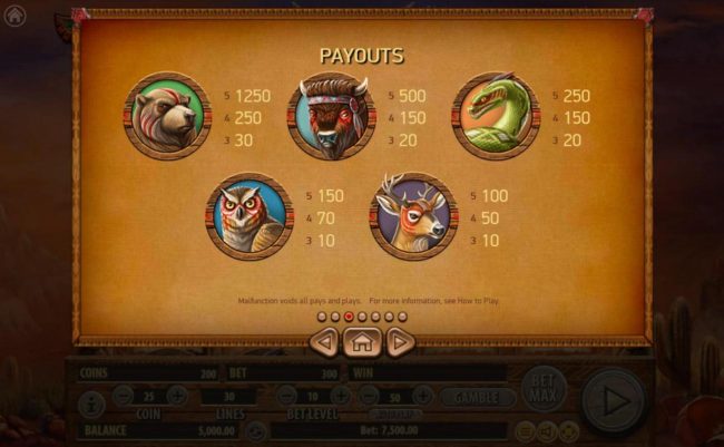 High value slot game symbols paytable.