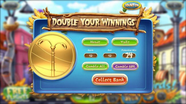 Double Your Winnings - Select whether you would like to bet 50% or all of your winnings and then select heads or tails for the next coin toss.