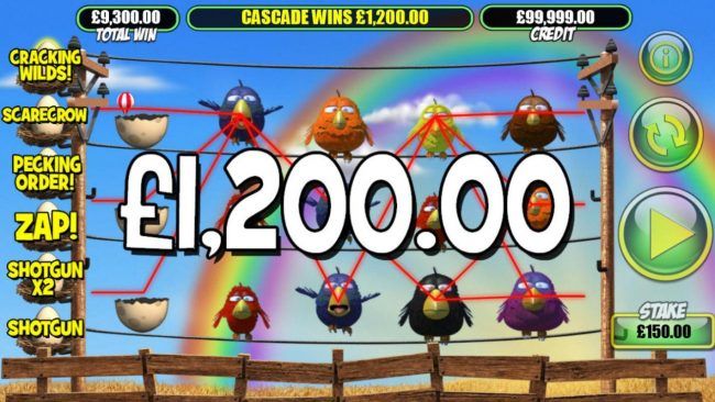 Cascade Wins triggers a 1200 coin payout
