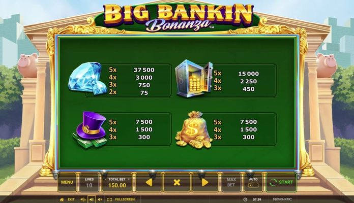 Big Bankin Bonanza :: High Value Symbols Paytable