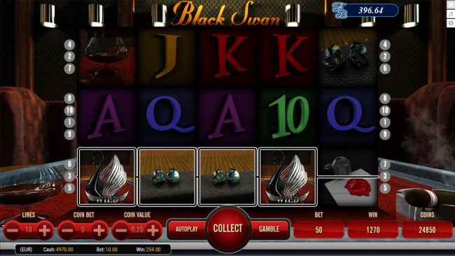 A pair of win lines triggers a 1270 coin jackpot award