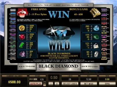 slot game symbols paytable and payline diagrams
