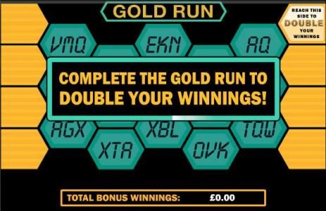 gold run bonus game board - complete the gold run to double your winnings