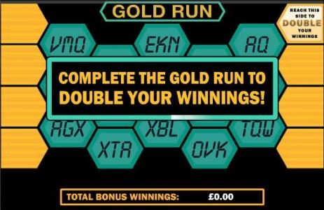 gold run bonus game board - complete the gold run to double your winnings