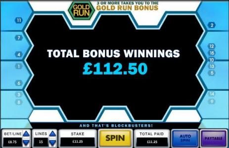 total bonus winnings 112.50 coins