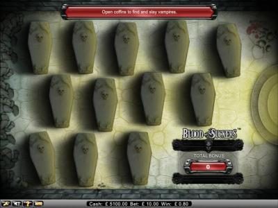 open coffins to find and slay vampires. collect jackpot with each slaine vampire