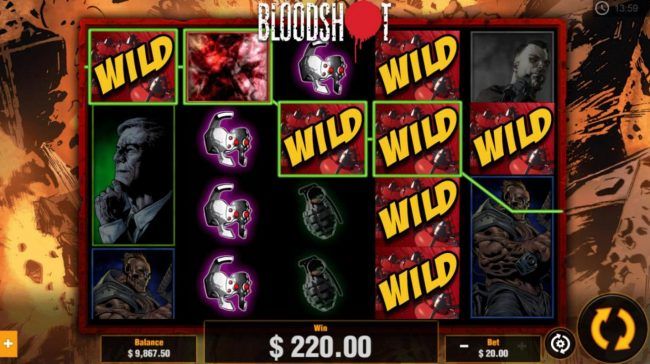 A 220.00 jackpot is triggered by Nanite wilds.