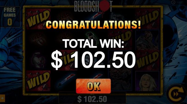 Free spins feature pays out a 102.50 prize award.