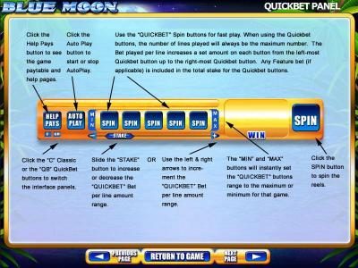 Quickbet Panel layout and description