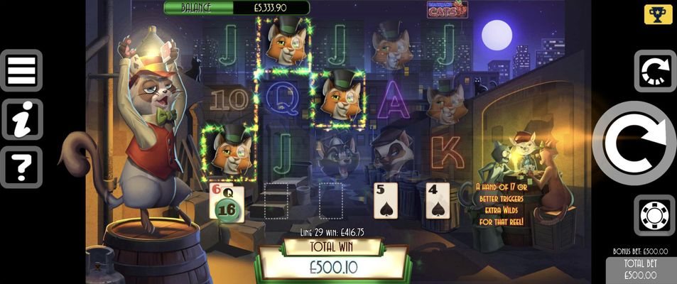 Blackjack Cats :: Three of a Kind win