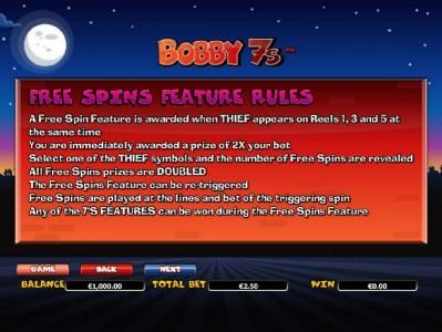 free spins feature rules