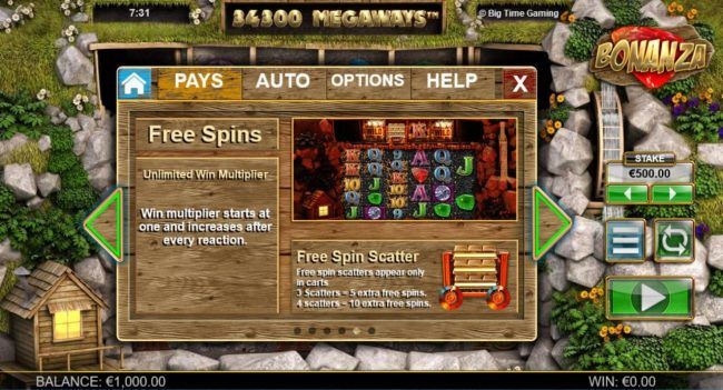 Free Spins - Unlimited Win Multiplier. Win multiplier starts at one and increases after every reaction. Free Spin Scatter - Free spins scatter only appear in carts