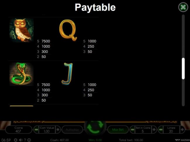 Paytable