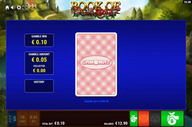 Gamble Feature - To gamble any win press Gamble then select Red or Black