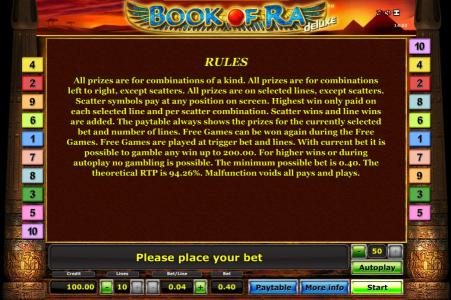 Book Of Ra slot game rules