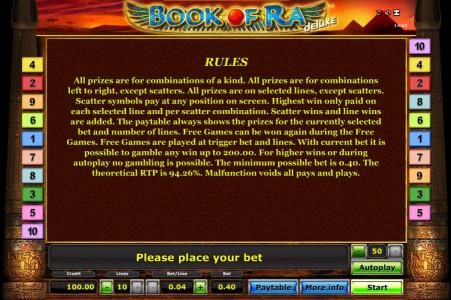 Book Of Ra slot game rules