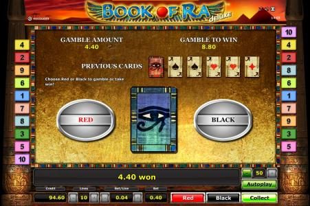 Book Of Ra slot game gamble feature