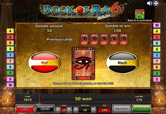 Gamble Feature - To gamble any win press Gamble then select color red or black.