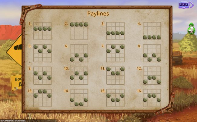 Paylines 1-16