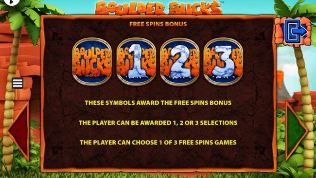 These symbols award the free spins bonus. The player can be awarded 1, 2 or 3 selections. The player can choose 10 fo 3 free spins games.