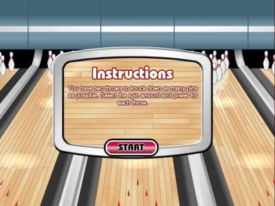 you have two throws to knock down as many pins as possible. select the spin amount and power for each throw.