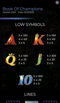 Low Value Symbols Paytable