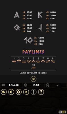 Paytable - Low Value Symbols