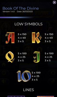 Low Value Symbols Paytable