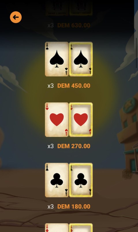 Low Value Symbols Paytable