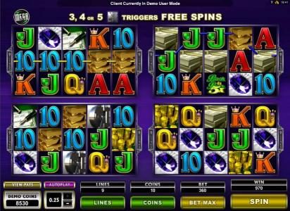 Two of the geames triggers a 970 coin jackpot