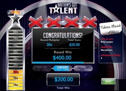 The Semi-Final round of the Live Show Bonus pays $400
