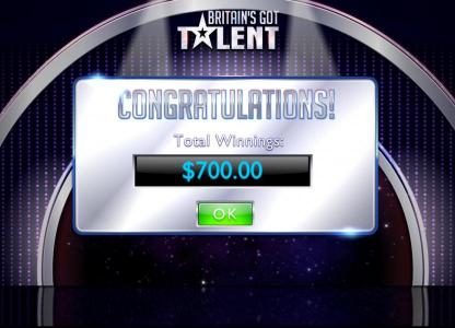 Total winnings for the Live Show Bonus feature are $700.00