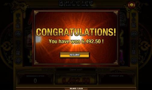 the free spins feature pays out a total jackpot of $6,492