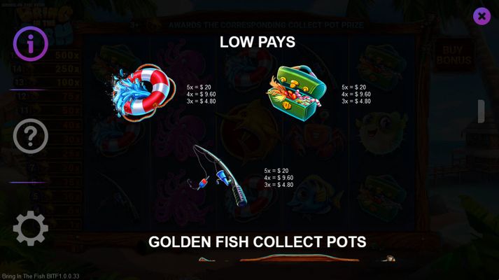 Low Value Symbols Paytable