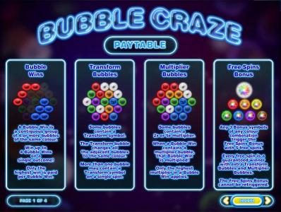 Bubble Wins, Transform Bubbles, Multiplier Bubbles and Free Spins Bonus