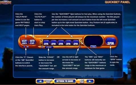 Quickbet Panel layout and description