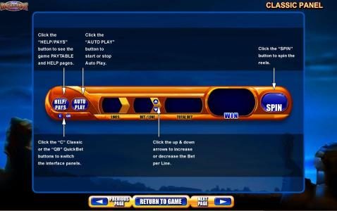 Classic Panel layout and description