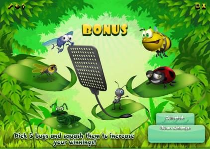 bous feature game board - select 3 bugs to squash and collect prizes